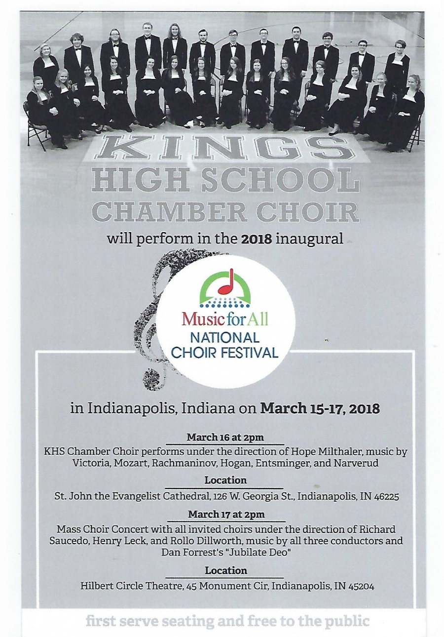 KHS Chamber Choir Music for All Choir Festival flyer